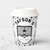 ホッケー1年目を切る1歳の誕生日紙 紙コップ (正面)