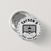 ホッケー1年目を切る1歳の誕生日紙 缶バッジ (正面&裏面)