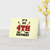 ホッケー4th誕生日Tシャツとギフト カード (黄色い花)