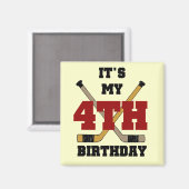 ホッケー4th誕生日Tシャツとギフト マグネット (正面/裏面)
