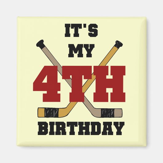 ホッケー4th誕生日Tシャツとギフト マグネット (正面)