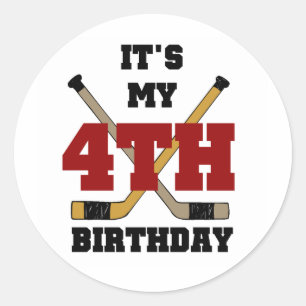 ホッケー4th誕生日Tシャツとギフト ラウンドシール