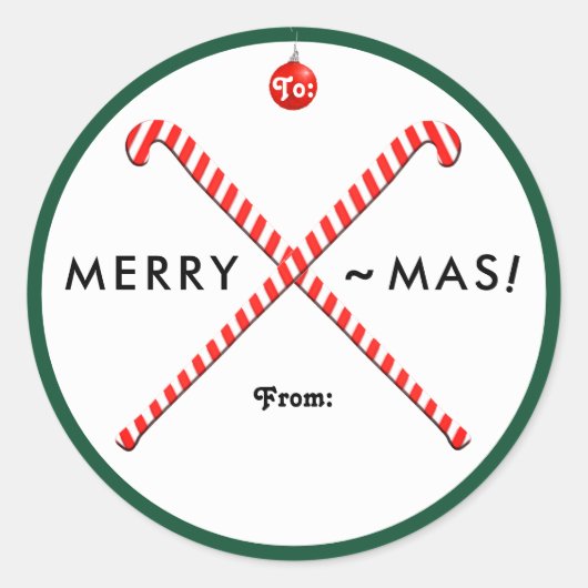 ホッケー クリスマス ギフトタグ ラウンドシール (正面)