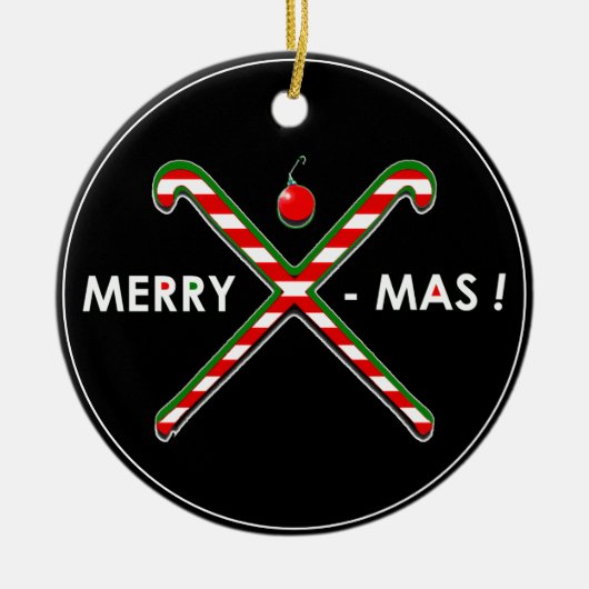 ホッケー クリスマス セラミックオーナメント (正面)