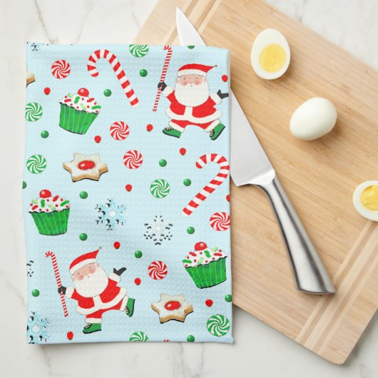 ホッケー クリスマス ホリデー キッチンタオル (四つ折り)