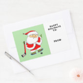 ホッケー クリスマス ホリデー ギフトタグ 長方形シール (封筒)