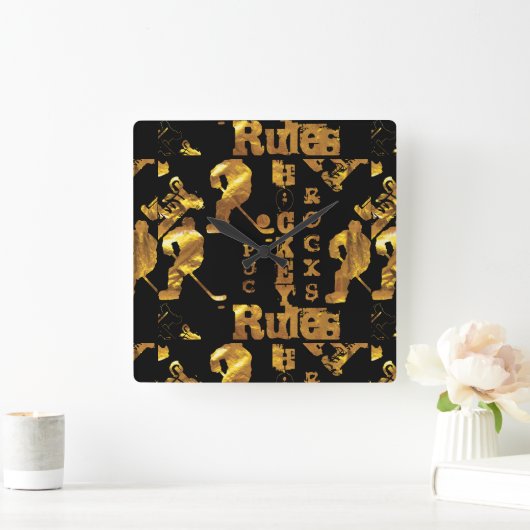 ホッケー スクエア壁時計 (ホーム)