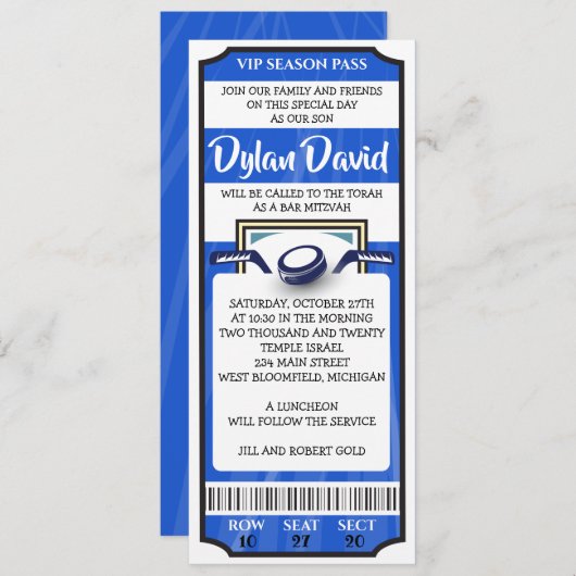 ホッケー チケット バー バツミツバ ご招待 招待状 (正面/裏面)