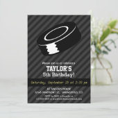 ホッケー パック; ブラック & ダークグレー ストライプ 招待状 (スタンド正面)