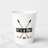 ホッケー・ベビー・シャワー男の子の女の子のホッケー・スティック 紙コップ (裏面)