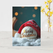 ホッケー メリークリスマスカード カード (黄色い花)