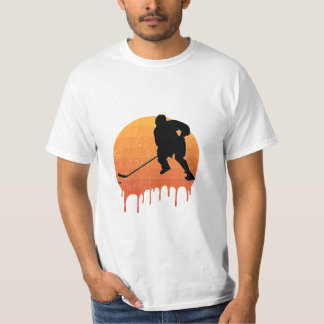 ホッケー レトロ サンセット デザイン Tシャツ