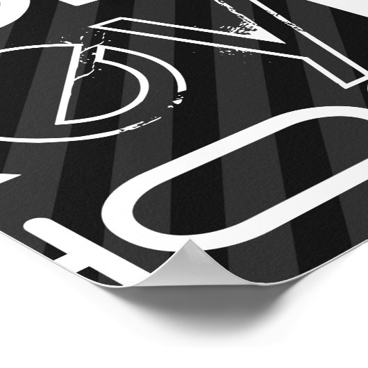 ホッケー、黒と濃いグレーのストライプ ポスター (角)