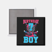 ホッケー 7歳 アイスクリーム 垂れる 7歳の誕生日 おとこのこ マグネット (正面/裏面)