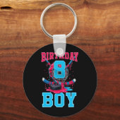 ホッケー 8歳 アイスクリーム 垂れる 8歳の誕生日 おとこのこ キーホルダー (正面)