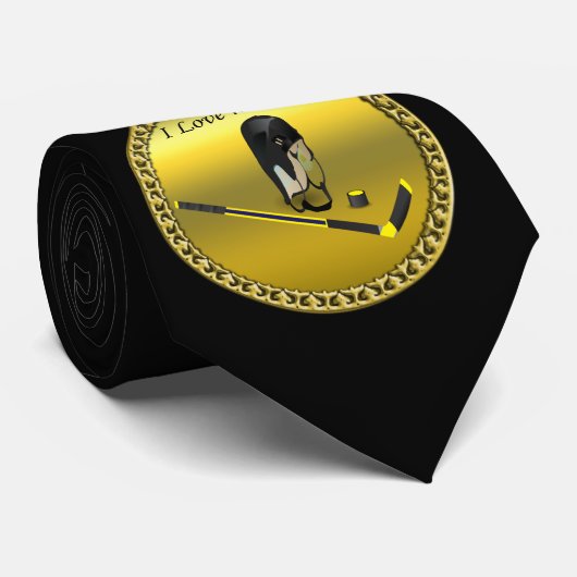 ホッケーIスティックとヘルメットを使用したカスタムデザインが大好き ネクタイ (ロール)