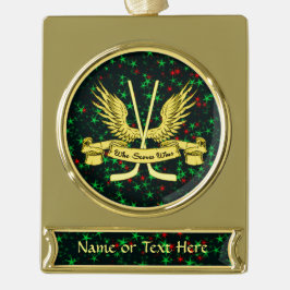 ホッケーwhoスコアが勝つカスタム休日オーナメント ゴールドプレートバナーオーナメント