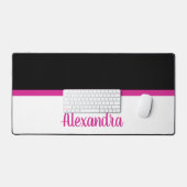 ホッシンプルトピンクの白黒ピローストライプル デスクマット (キーボード&マウス)