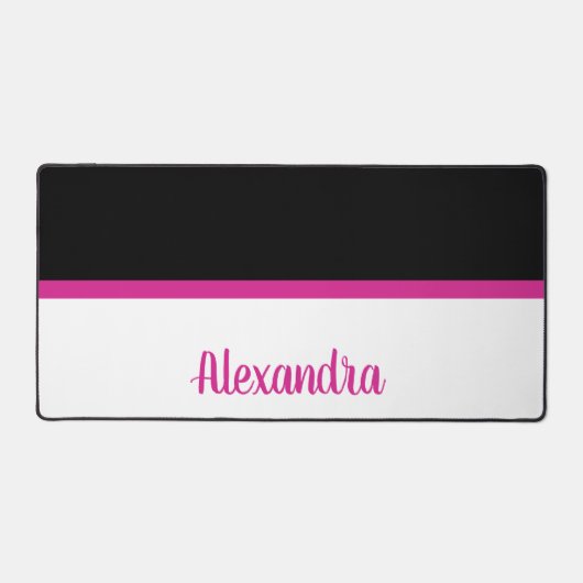 ホッシンプルトピンクの白黒ピローストライプル デスクマット (正面)