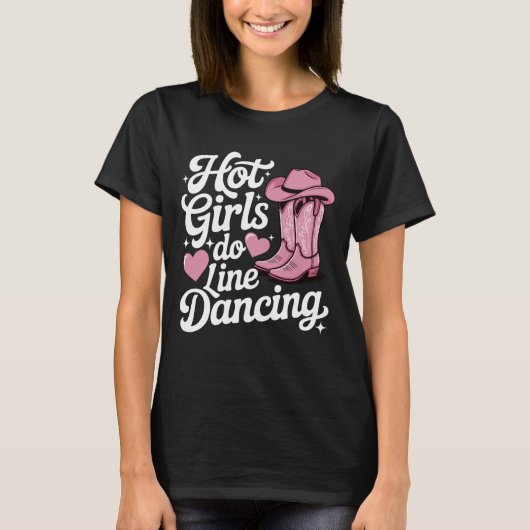 ホットな女の子がライン・ダンシングをする Tシャツ (正面)