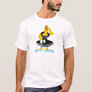 ホットひよこが黒と白のドレスの髪をスパイク Tシャツ