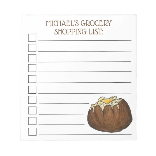 ホットアイダ焼いたホポテトグパーソナライズされたロッサリーリスト ノートパッド (正面)