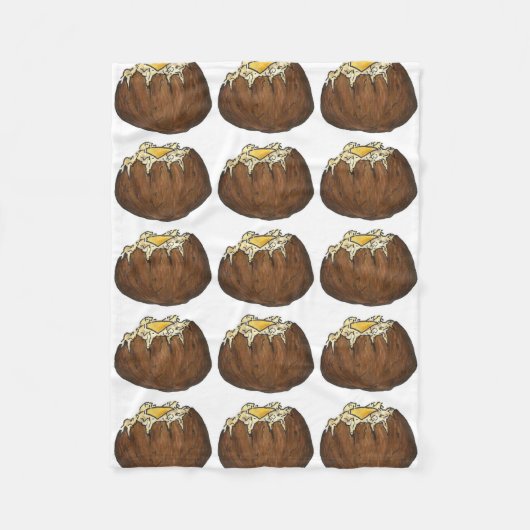 ホットアイダ焼いたホポテトポテトバターパットグルメ フリースブランケット (正面)
