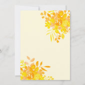 ホットイエローの波状フレームbohoフローラ赤ちゃんシャワー 招待状 (裏面)