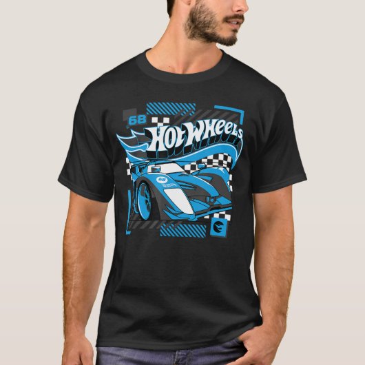 ホットウィールズ ブルー 幾何学 レース Tシャツ (正面)