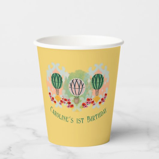 ホットエお洒落アバルーン誕生日 紙コップ (正面)