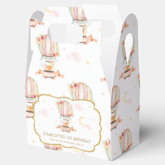 ホットエアバルーンかわいい動物誕生日ありがとう フェイバーボックス (オープン)