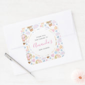 ホットエアバルーンかわいい水彩柄ありがとう スクエアシール (封筒)