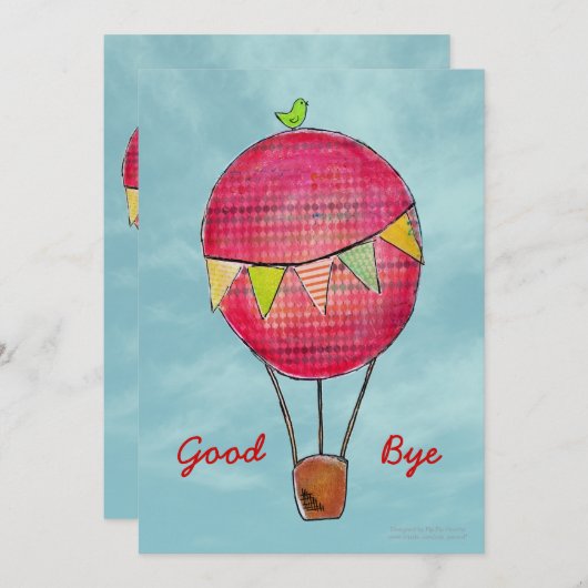 ホットエアバルーンさよならボンボヤージパーティー招待状 招待状 (正面/裏面)