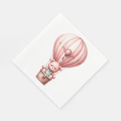 ホットエアバルーンに可愛いピンクのベビーテディベア スタンダードランチョンナプキン (角)