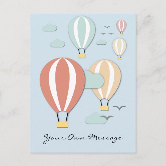 ホットエアバルーンのペーパーカットスタイル ポストカード (正面)