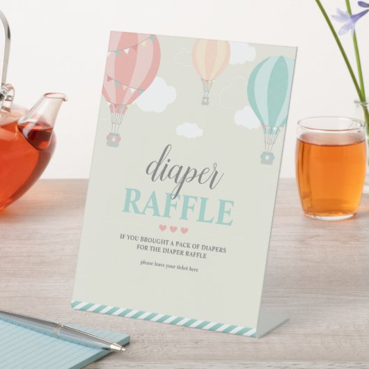 ホットエアバルーンアップ&おむつ遠くにラッフルゲームサイン 台座サイン (インサイチュ)