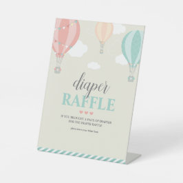 ホットエアバルーンアップ&おむつ遠くにラッフルゲームサイン 台座サイン