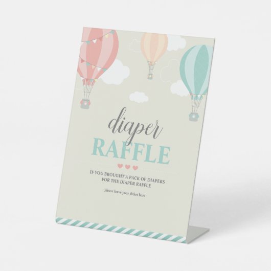 ホットエアバルーンアップ&おむつ遠くにラッフルゲームサイン 台座サイン (正面)
