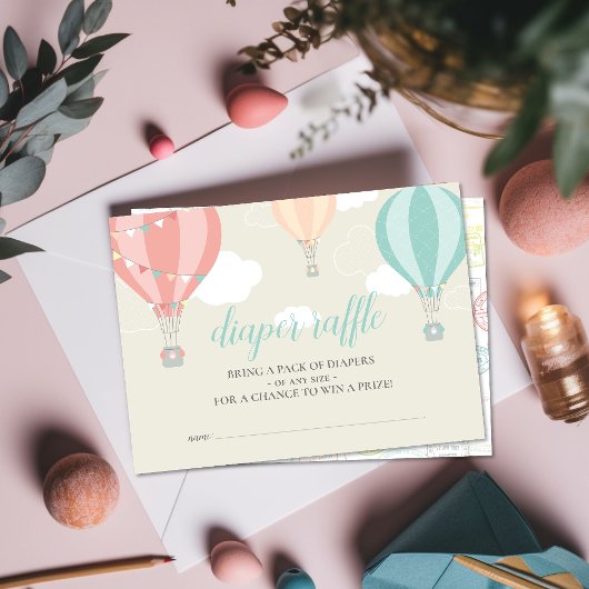 ホットエアバルーンアップ&おむつ遠くにラッフルチケット エンクロージャーカード