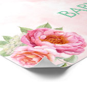 ホットエアバルーンウォーターカラーピンクミントピーチ ポスター (角)