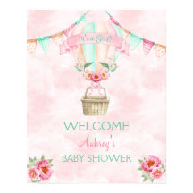 ホットエアバルーンウォーターカラーピンクミントピーチ