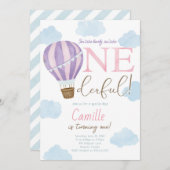 ホットエアバルーンオンダーフル1歳の招待状 招待状 (正面/裏面)