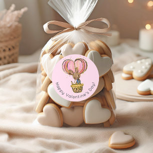 ホットエアバルーンカンガルーハッピーバレンタインデー ラウンドシール