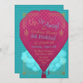 ホットエアバルーンガールズバースデーパーティー招待状 招待状 (正面/裏面)