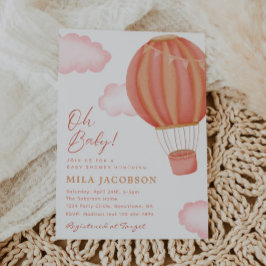 ホットエアバルーンガールベビーシャワー招待状 招待状