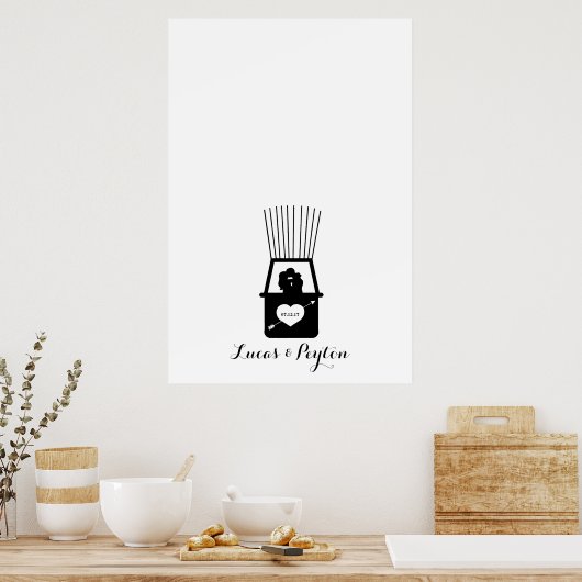 ホットエアバルーンキス結婚拇印のゲストブック ポスター (キッチン)