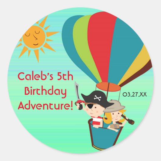 ホットエアバルーンキッズアドベンチャーヴィンテージシール ラウンドシール (正面)