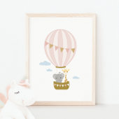 ホットエアバルーンキリン&エレファント子供部屋ポスター ポスター