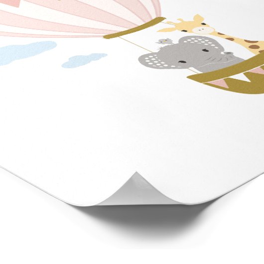 ホットエアバルーンキリン&エレファント子供部屋ポスター ポスター (角)