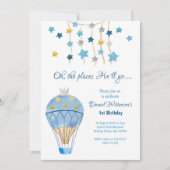 ホットエアバルーングリッタースター誕生日フォーボーイズ 招待状 (正面)